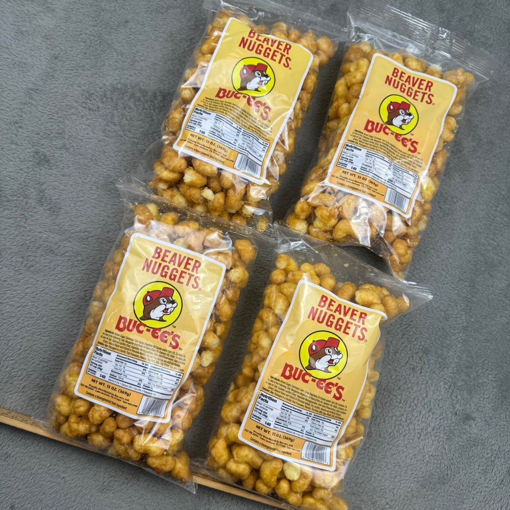 Buc-ee's Beaver Nuggets Snack 4 Pack 13oz Each Brown NEW Sweet Caramel Corn Puff